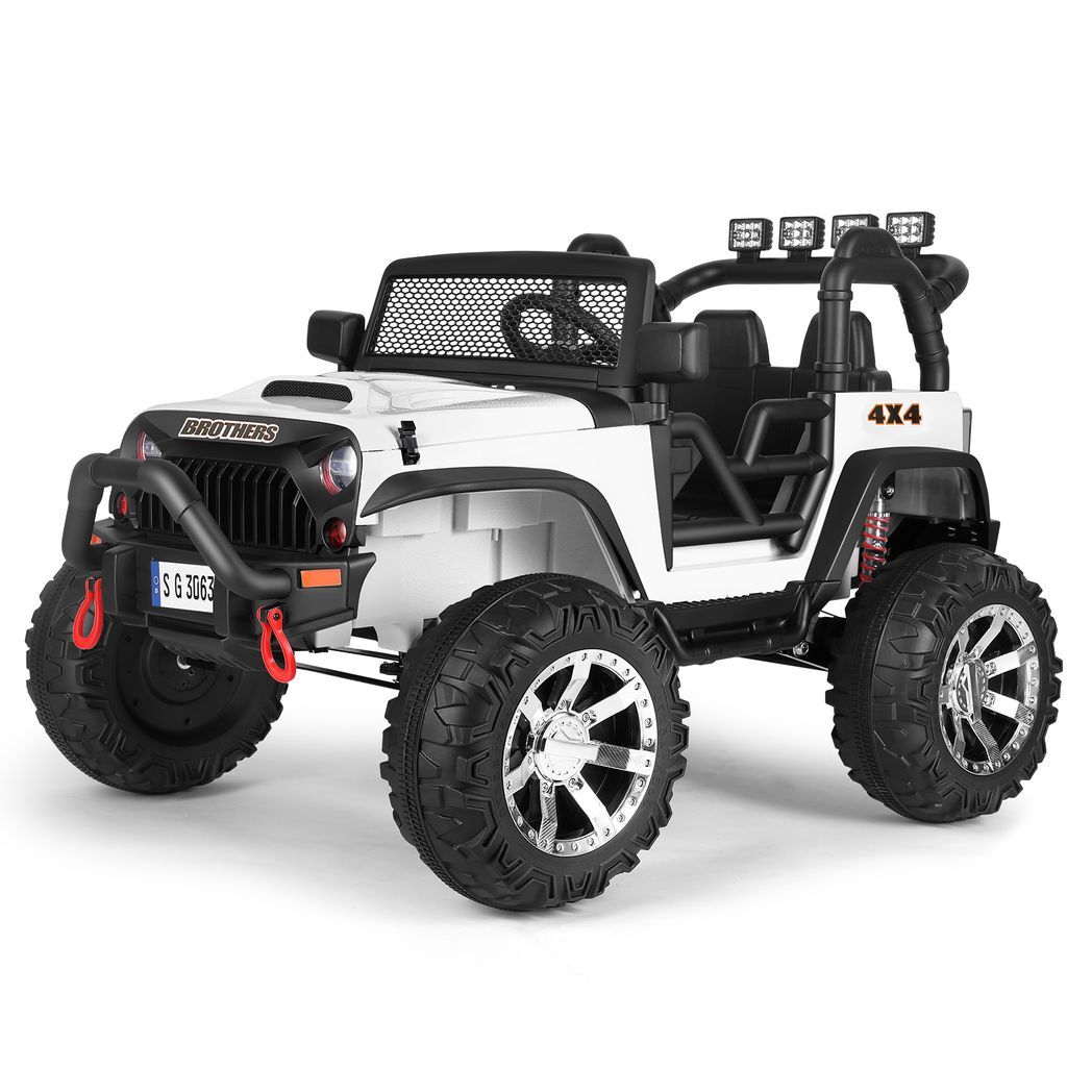 White 12V Battery Kid Ride on Truck Car Electric Jeep Toy LED -  Kids Electric Cars & Toys