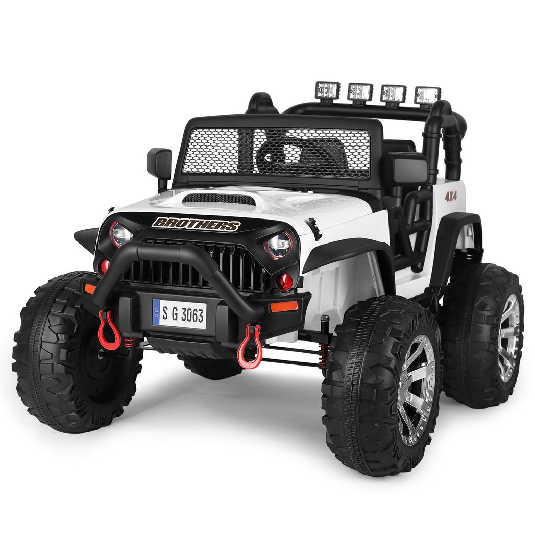 White 12V Battery Kid Ride on Truck Car Electric Jeep Toy LED -  Kids Electric Cars & Toys