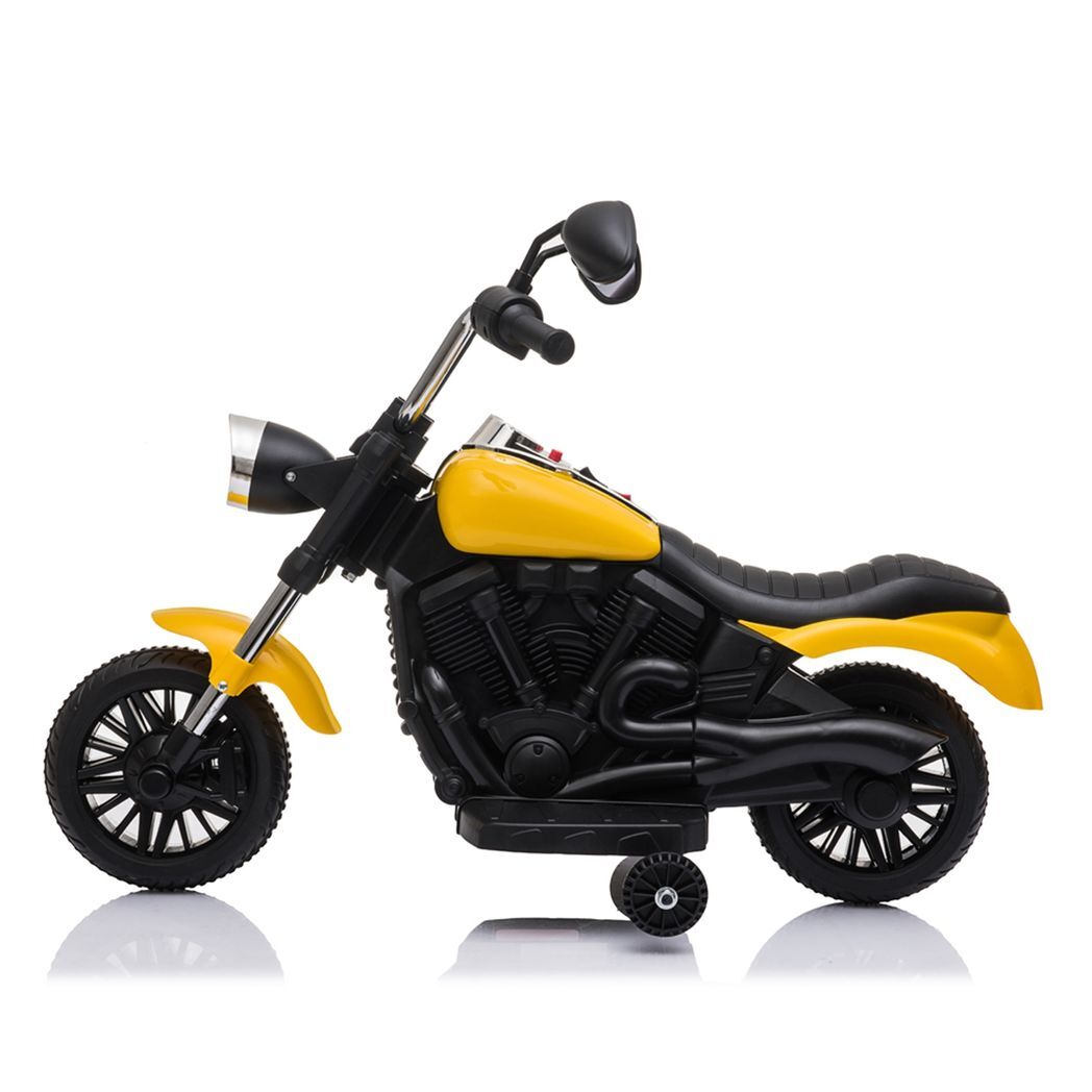 Kids Electric Ride On Motorcycle With Training Wheels 6V Yellow -  Kids Electric Cars & Toys