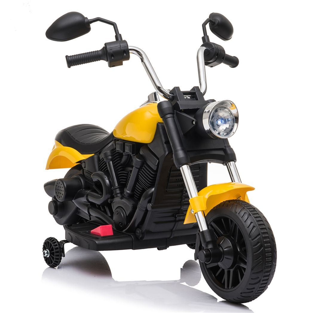 Kids Electric Ride On Motorcycle With Training Wheels 6V Yellow -  Kids Electric Cars & Toys