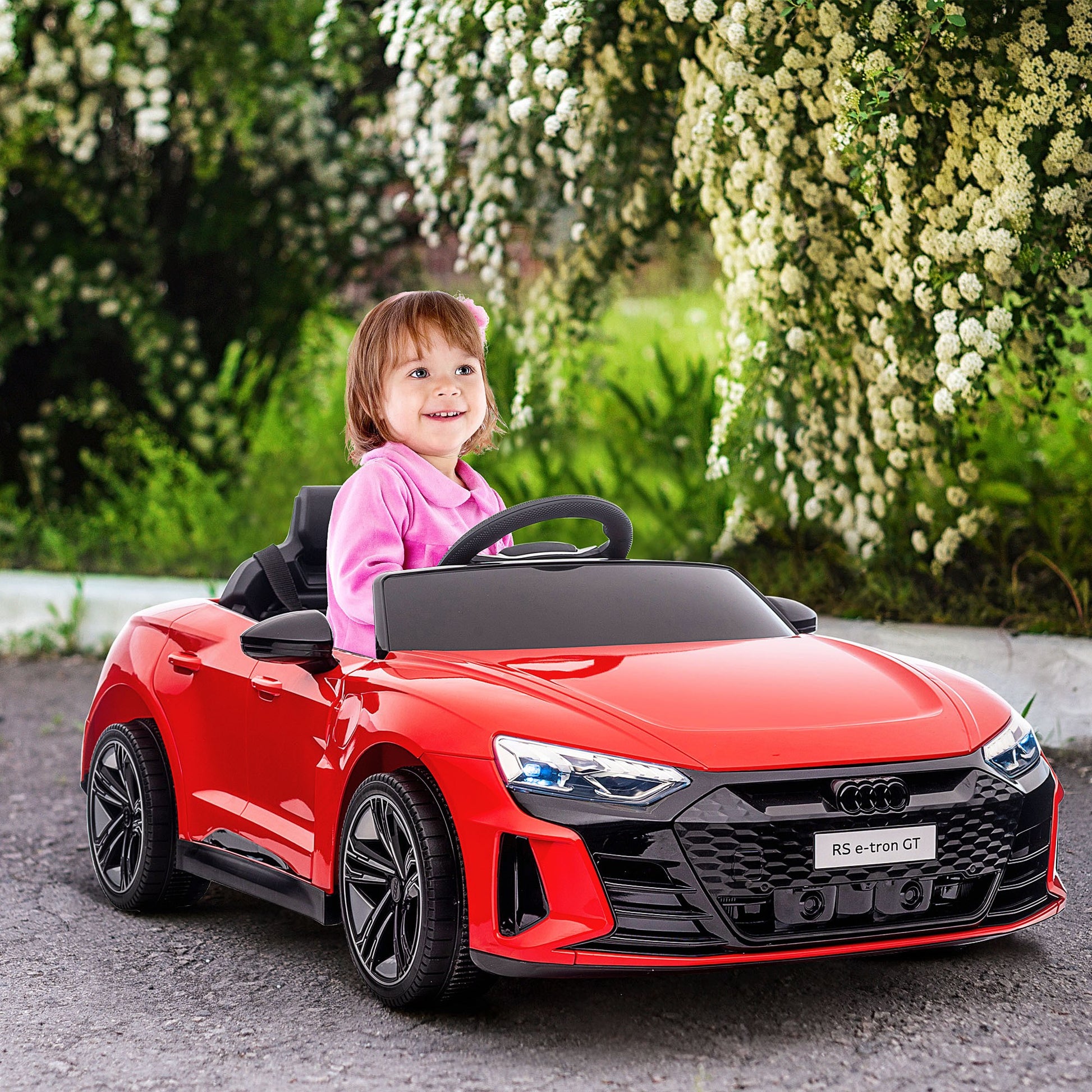 Audi RS e-tron GT Licensed 12V Kids Electric Car W/ Remote Horn Music, Red -  Kids Electric Cars & Toys