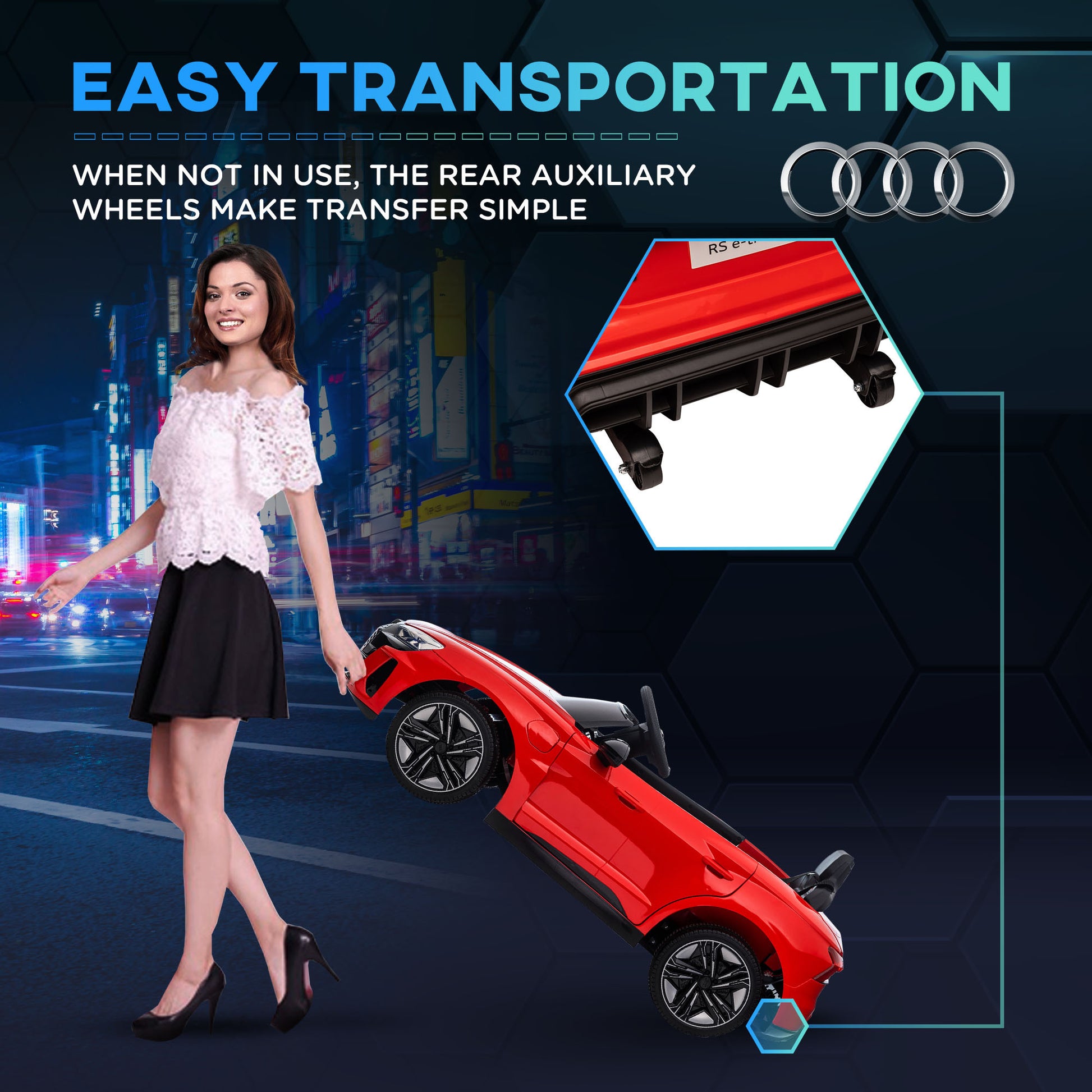 Audi RS e-tron GT Licensed 12V Kids Electric Car W/ Remote Horn Music, Red -  Kids Electric Cars & Toys