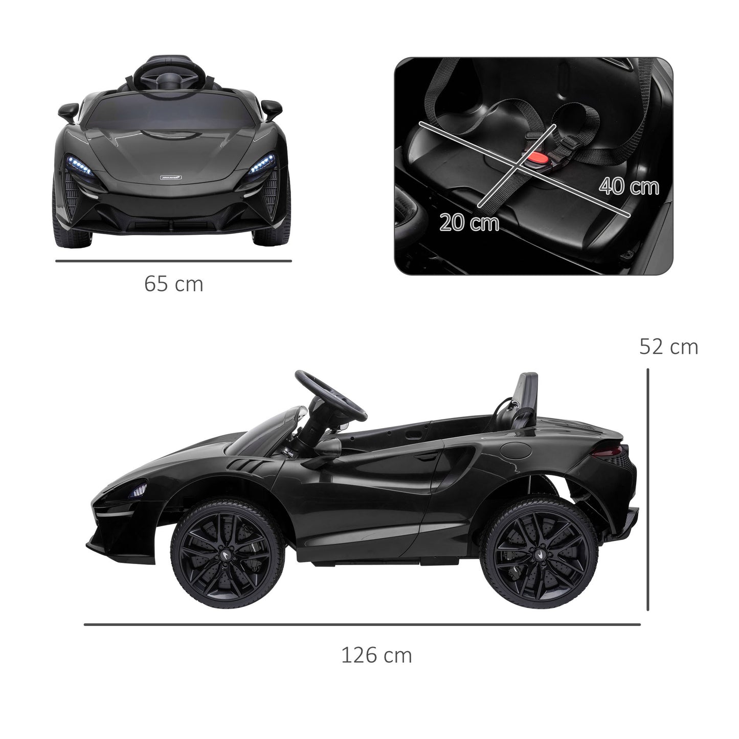 McLaren Licensed 12V Kids Electric Ride-On Car w/ Remote Control, Music - Black -  Kids Electric Cars & Toys