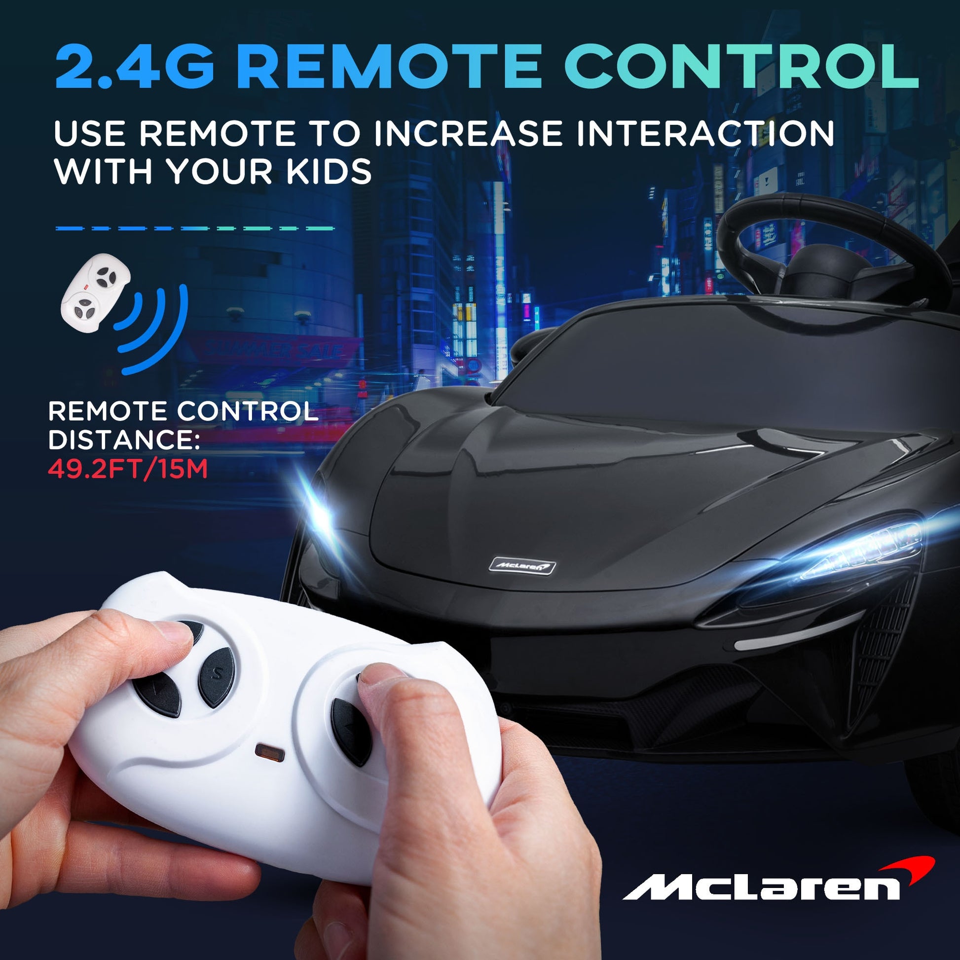 McLaren Licensed 12V Kids Electric Ride-On Car w/ Remote Control, Music - Black -  Kids Electric Cars & Toys