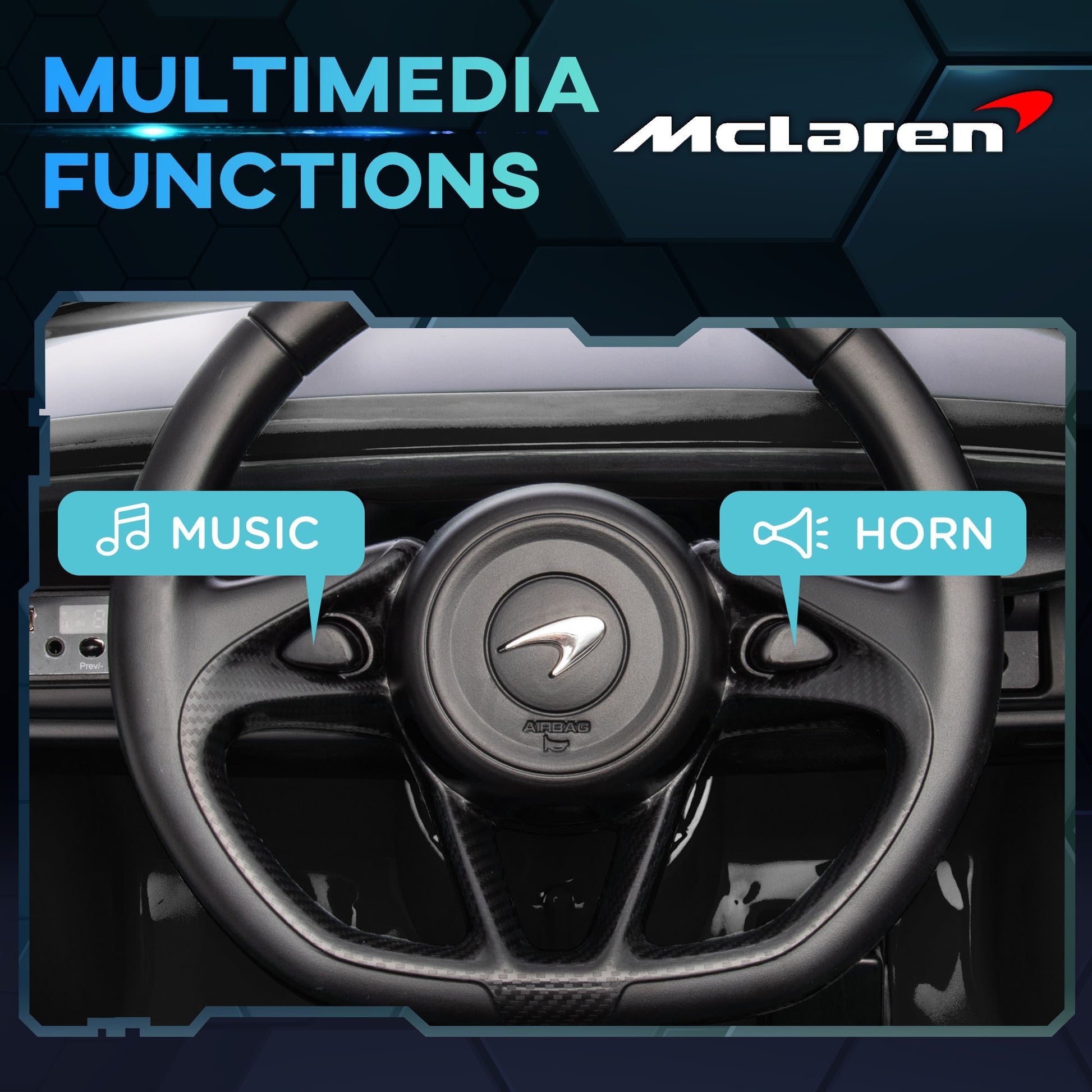 McLaren Licensed 12V Kids Electric Ride-On Car w/ Remote Control, Music - Black -  Kids Electric Cars & Toys