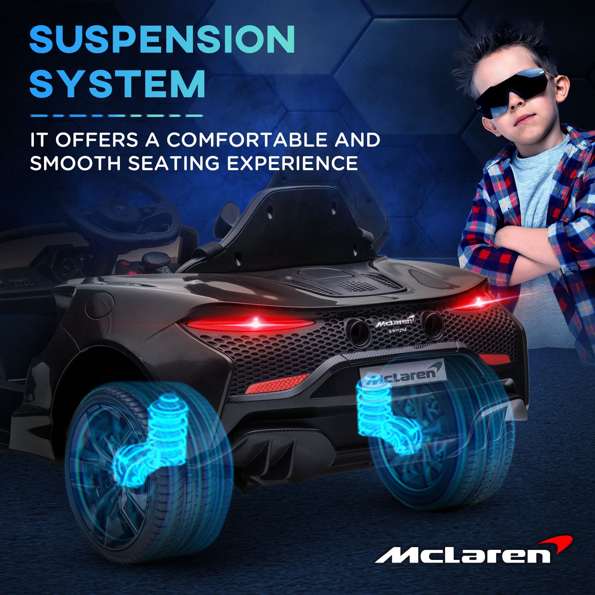 McLaren Licensed 12V Kids Electric Ride-On Car w/ Remote Control, Music - Black -  Kids Electric Cars & Toys