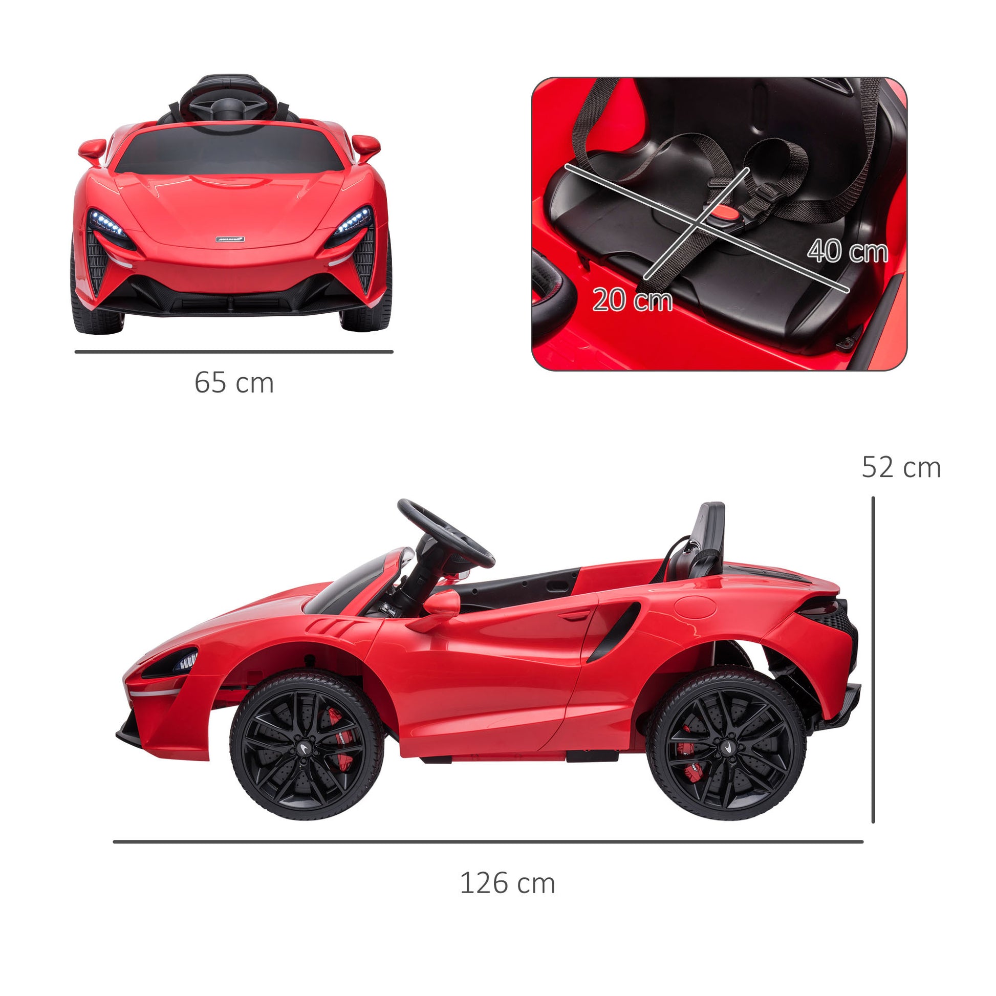 McLaren Licensed 12V Kids Electric Ride-On Car w/ Remote Control, Music - Red -  Kids Electric Cars & Toys