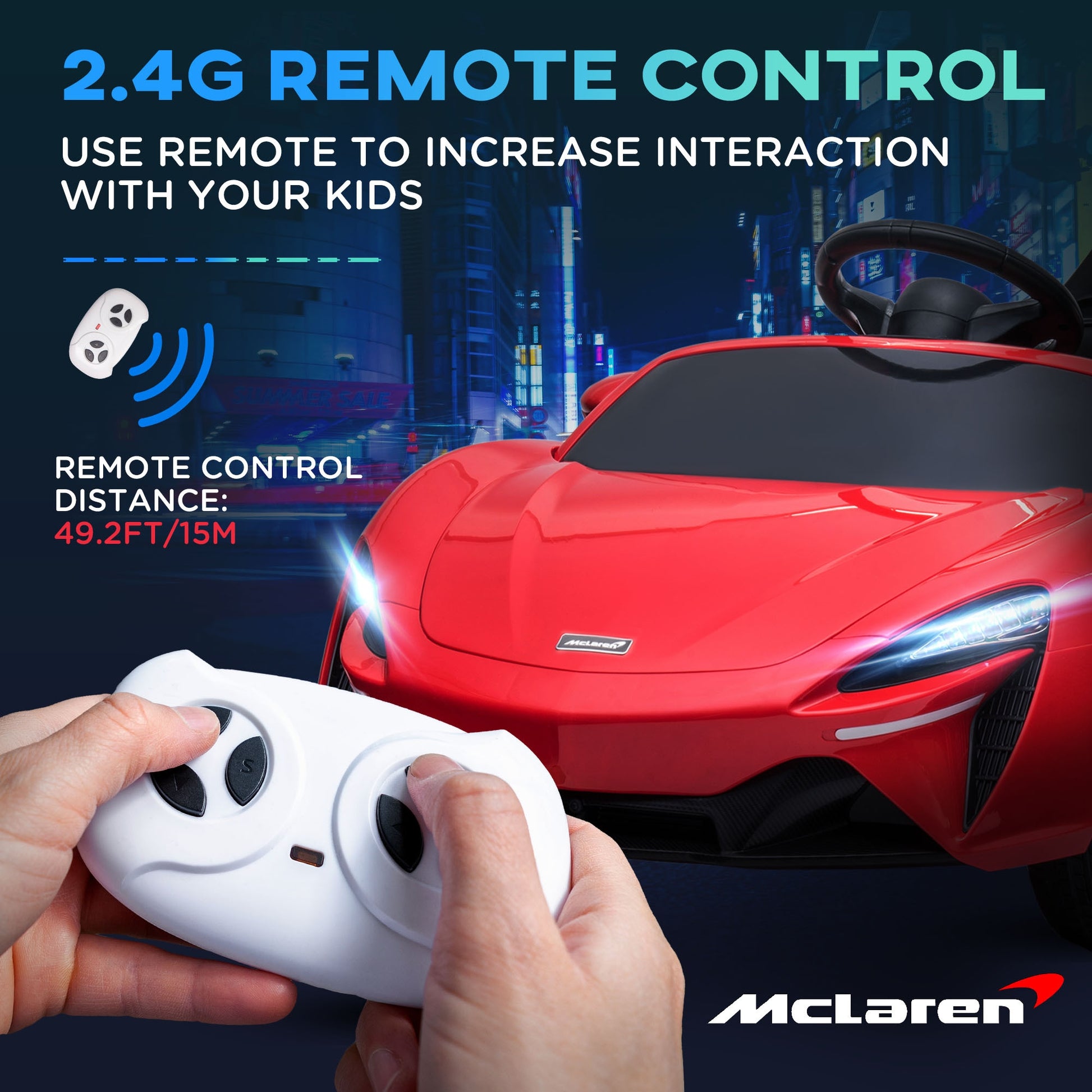 McLaren Licensed 12V Kids Electric Ride-On Car w/ Remote Control, Music - Red -  Kids Electric Cars & Toys