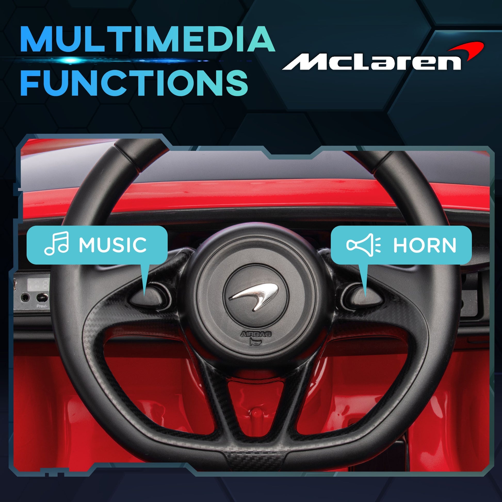 McLaren Licensed 12V Kids Electric Ride-On Car w/ Remote Control, Music - Red -  Kids Electric Cars & Toys