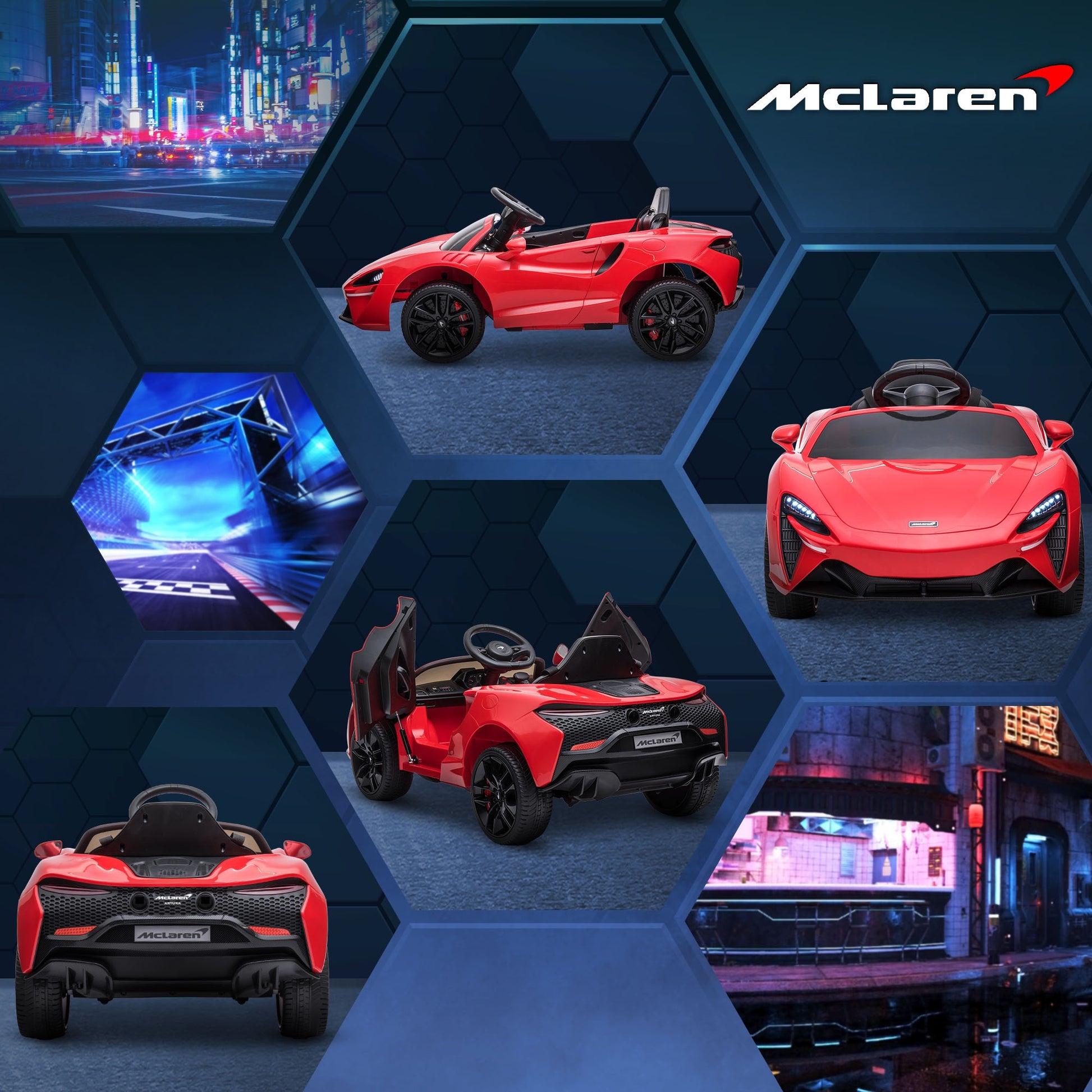 McLaren Licensed 12V Kids Electric Ride-On Car w/ Remote Control, Music - Red -  Kids Electric Cars & Toys