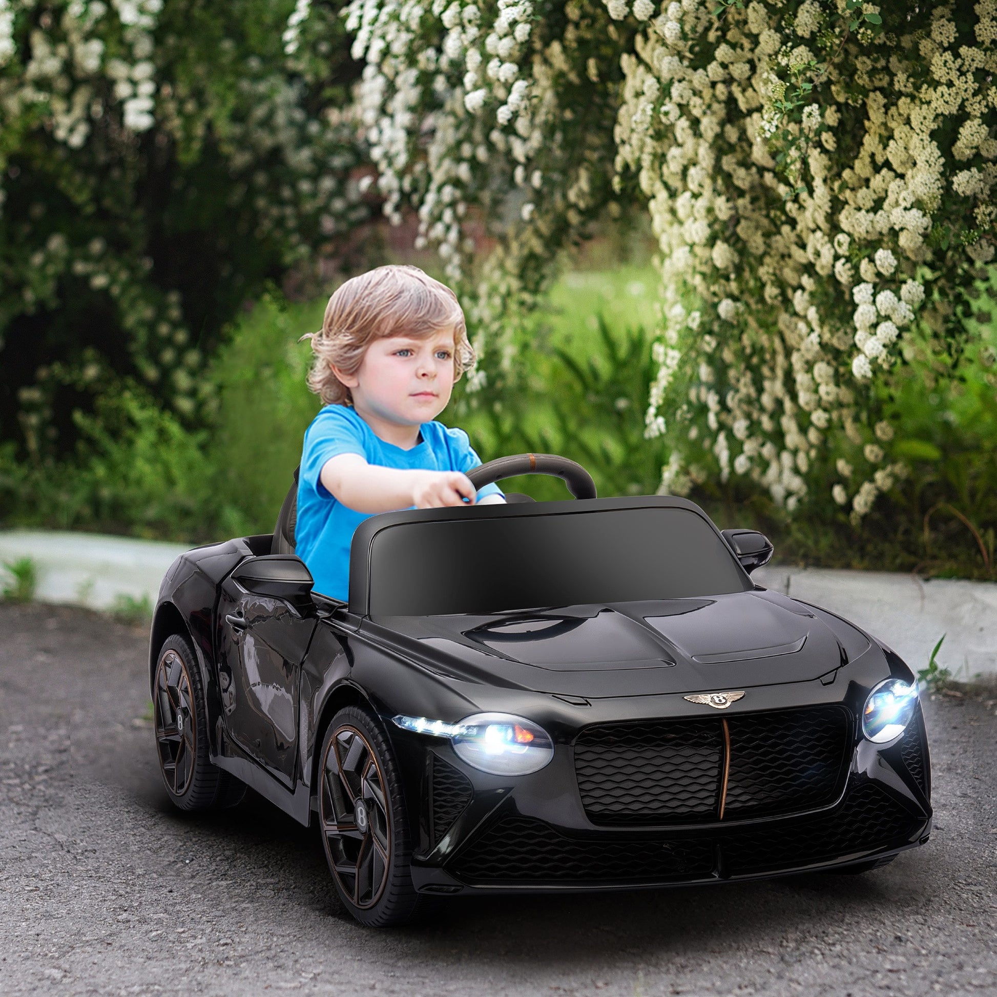 Bentley Bacalar Licensed 12V Kids Electric Car w/ Portable Battery - Black -  Kids Electric Cars & Toys