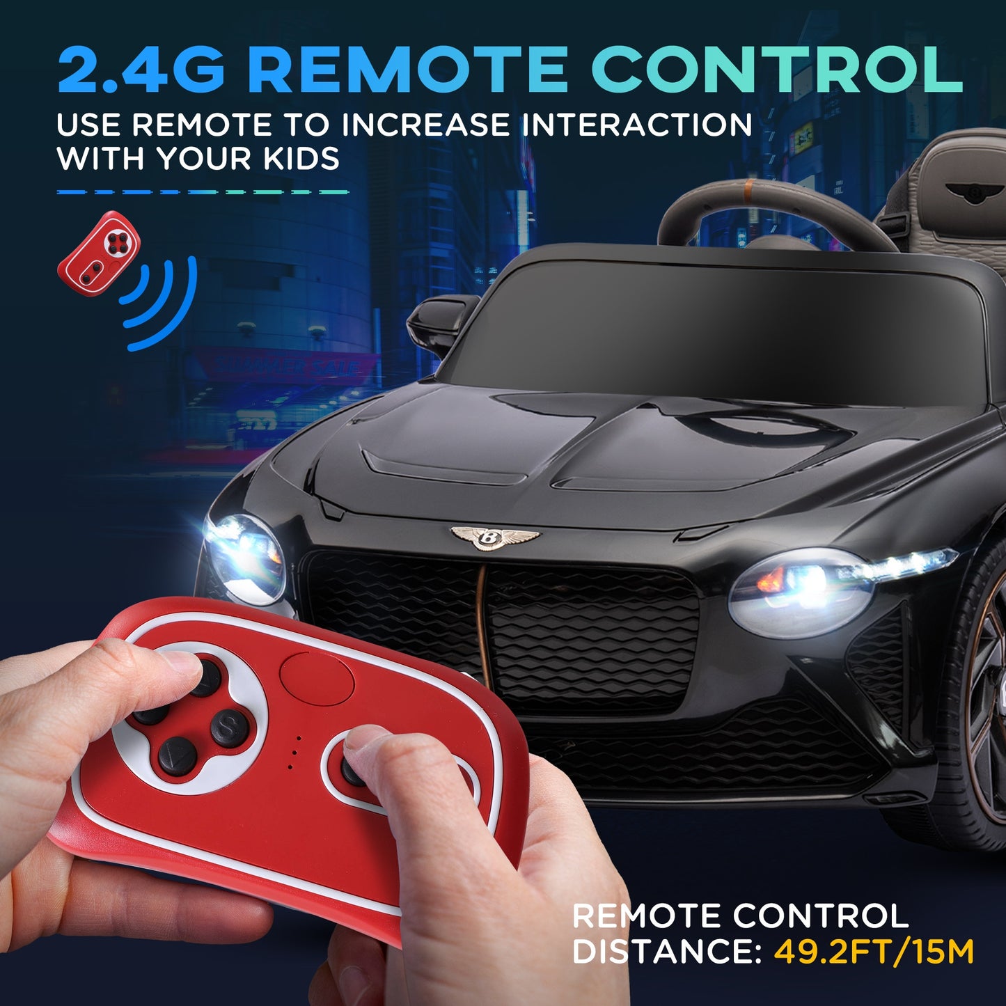 Bentley Bacalar Licensed 12V Kids Electric Car w/ Portable Battery - Black -  Kids Electric Cars & Toys