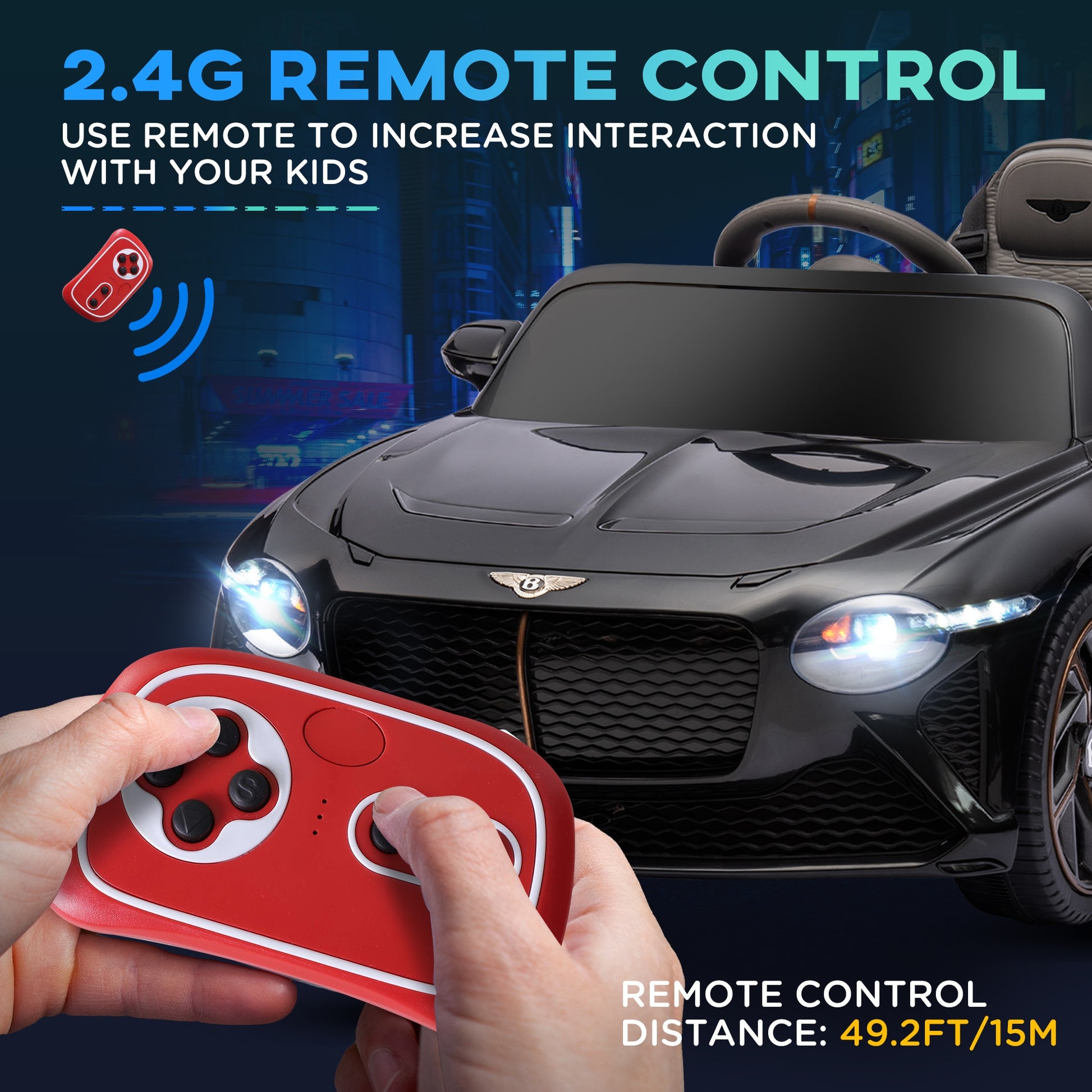 Bentley Bacalar Licensed 12V Kids Electric Car w/ Portable Battery - Black -  Kids Electric Cars & Toys