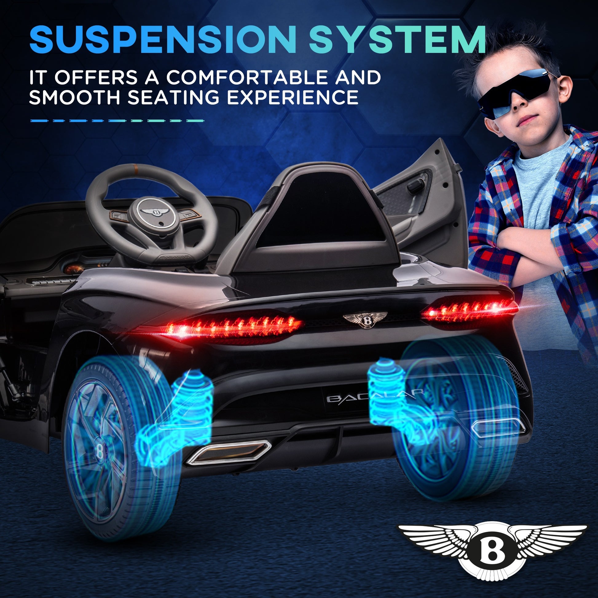 Bentley Bacalar Licensed 12V Kids Electric Car w/ Portable Battery - Black -  Kids Electric Cars & Toys