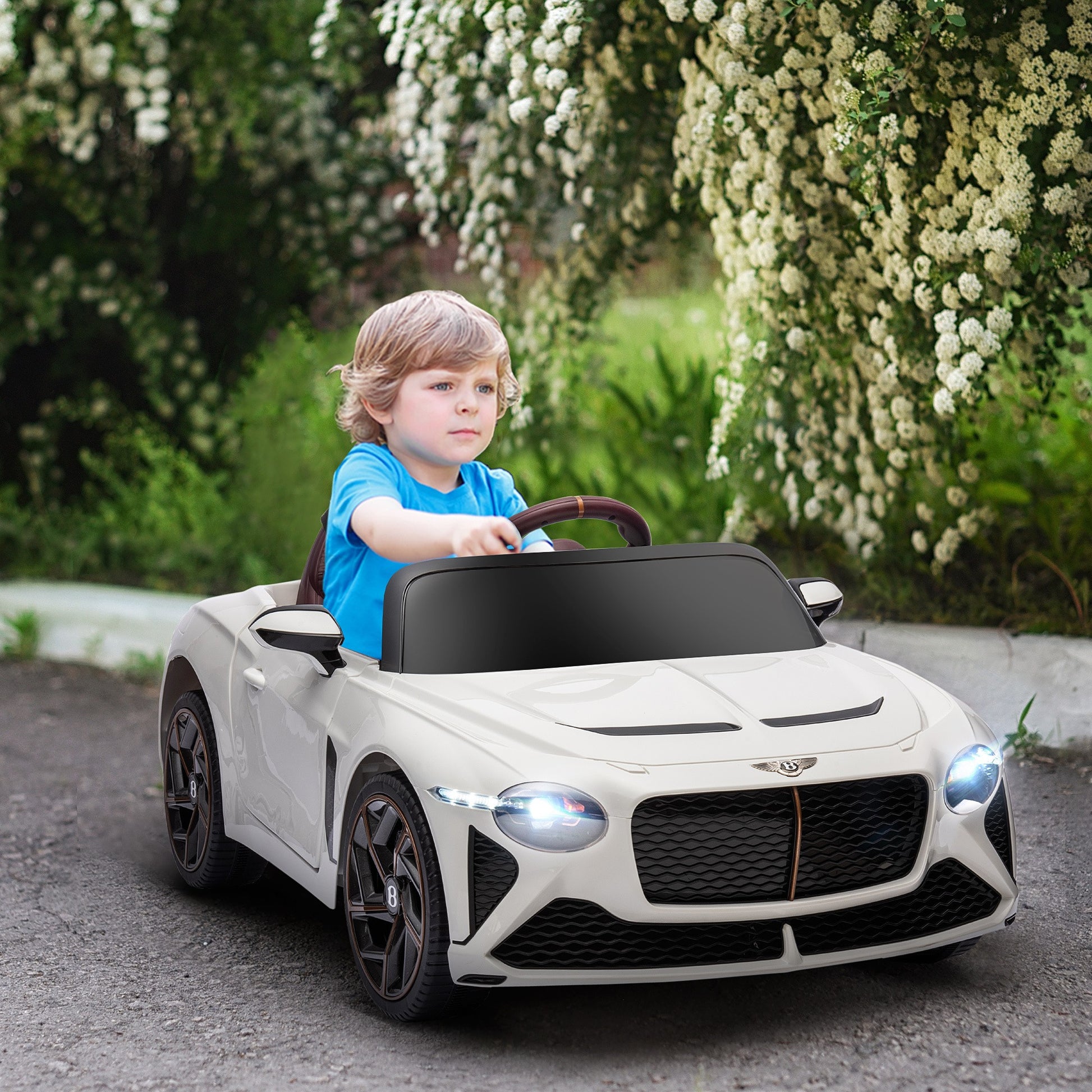 Bentley Bacalar Licensed 12V Kids Electric Car w/ Portable Battery - White -  Kids Electric Cars & Toys