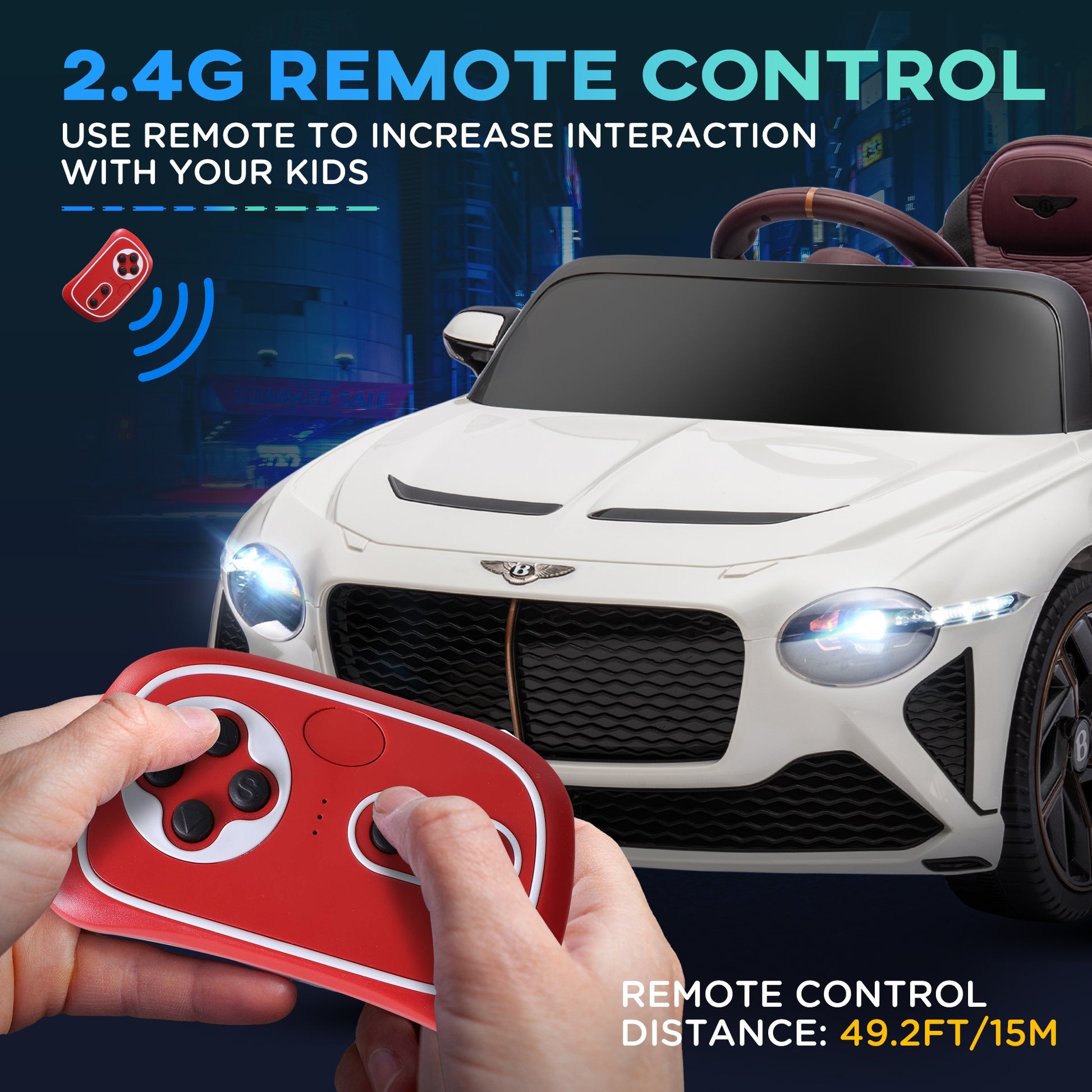 Bentley Bacalar Licensed 12V Kids Electric Car w/ Portable Battery - White -  Kids Electric Cars & Toys