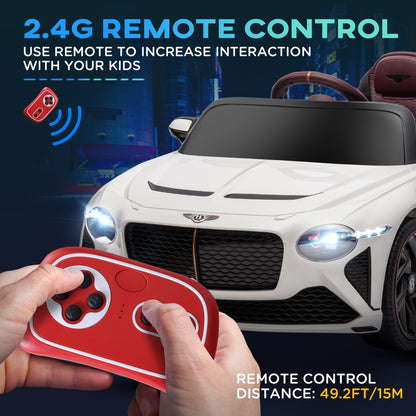 Bentley Bacalar Licensed 12V Kids Electric Car w/ Portable Battery - White -  Kids Electric Cars & Toys