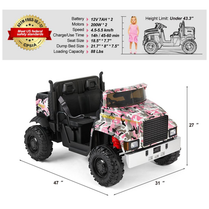 Power Electric 2-Seater Kids Ride On Truck Tractor w/Trailer 3 Speed RC Pink -  Kids Electric Cars & Toys