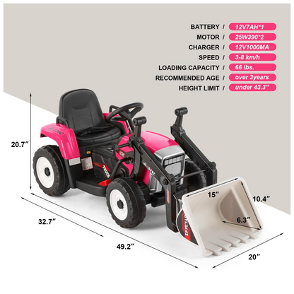 Digger Electric 12v Ride On Car Excavator Pink -  Kids Electric Cars & Toys