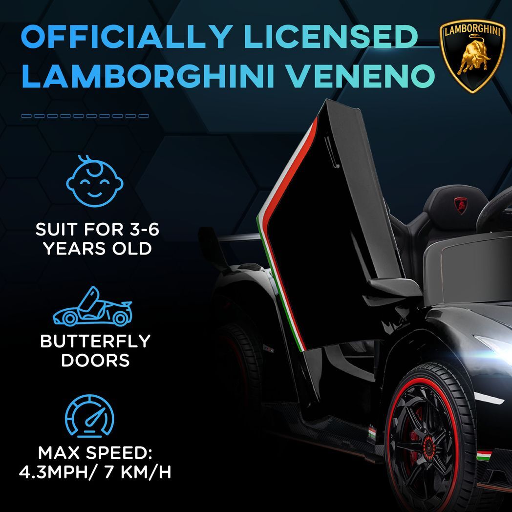 Licensed Lamborghini Veneno  Electric Ride-on Car Black -  Kids Electric Cars & Toys