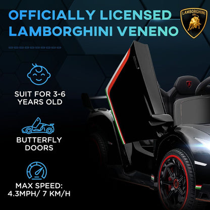 Licensed Lamborghini Veneno  Electric Ride-on Car Black -  Kids Electric Cars & Toys