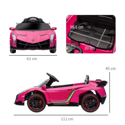 Licensed Lamborghini Veneno  Electric Ride-on Car Pink -  Kids Electric Cars & Toys