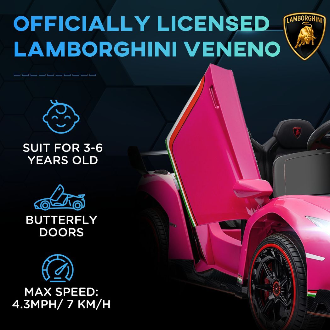 Licensed Lamborghini Veneno  Electric Ride-on Car Pink -  Kids Electric Cars & Toys