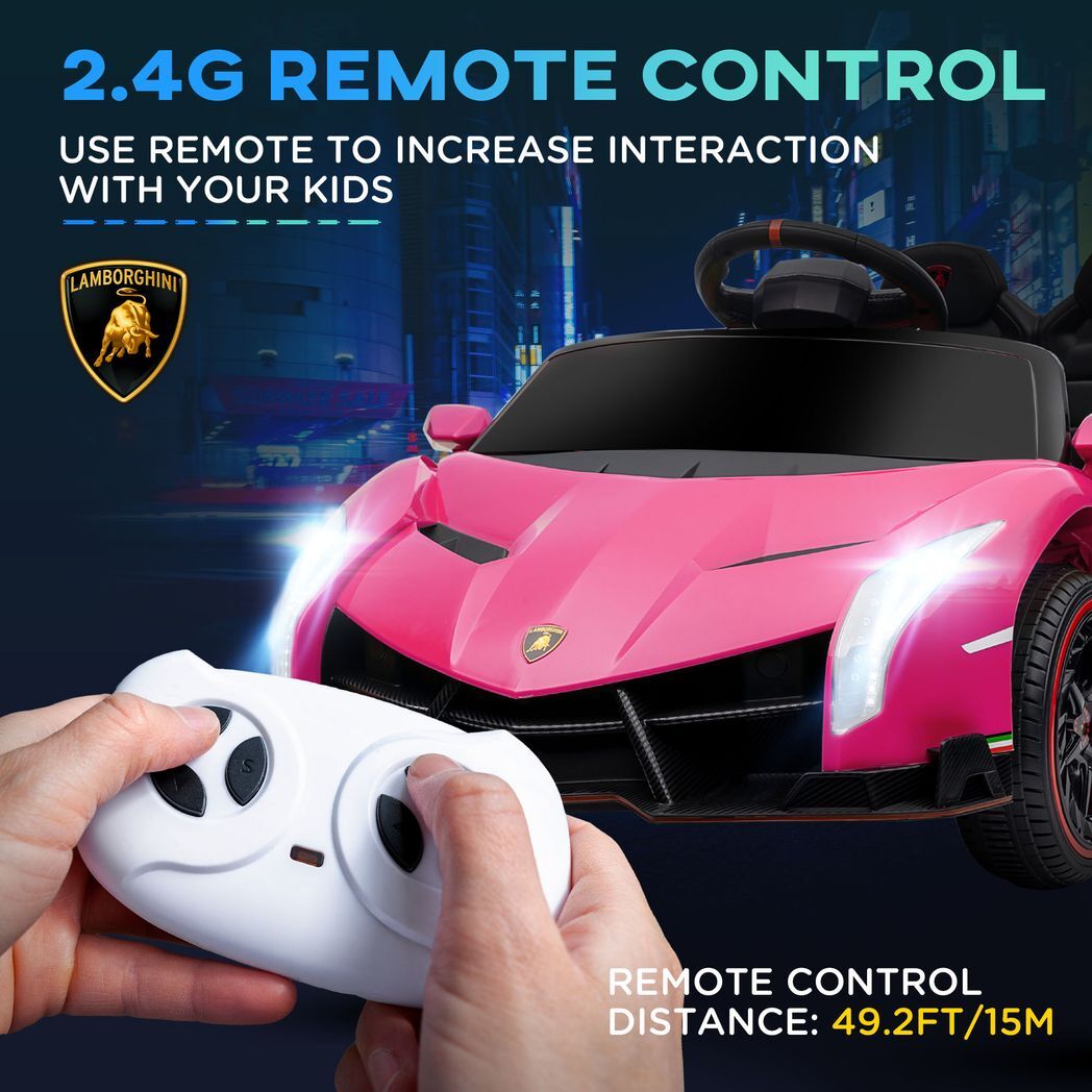 Licensed Lamborghini Veneno  Electric Ride-on Car Pink -  Kids Electric Cars & Toys