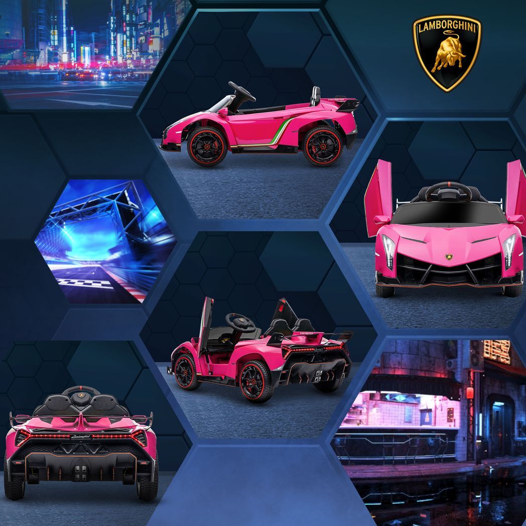 Licensed Lamborghini Veneno  Electric Ride-on Car Pink -  Kids Electric Cars & Toys