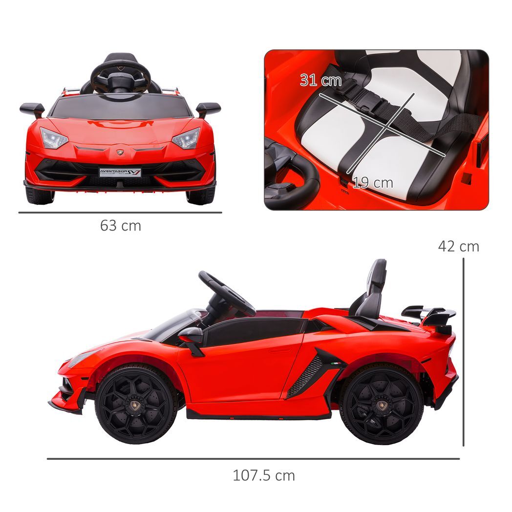 Licensed Lamborghini Aventador 12v Kids Electric Ride On Car Red -  Kids Electric Cars & Toys