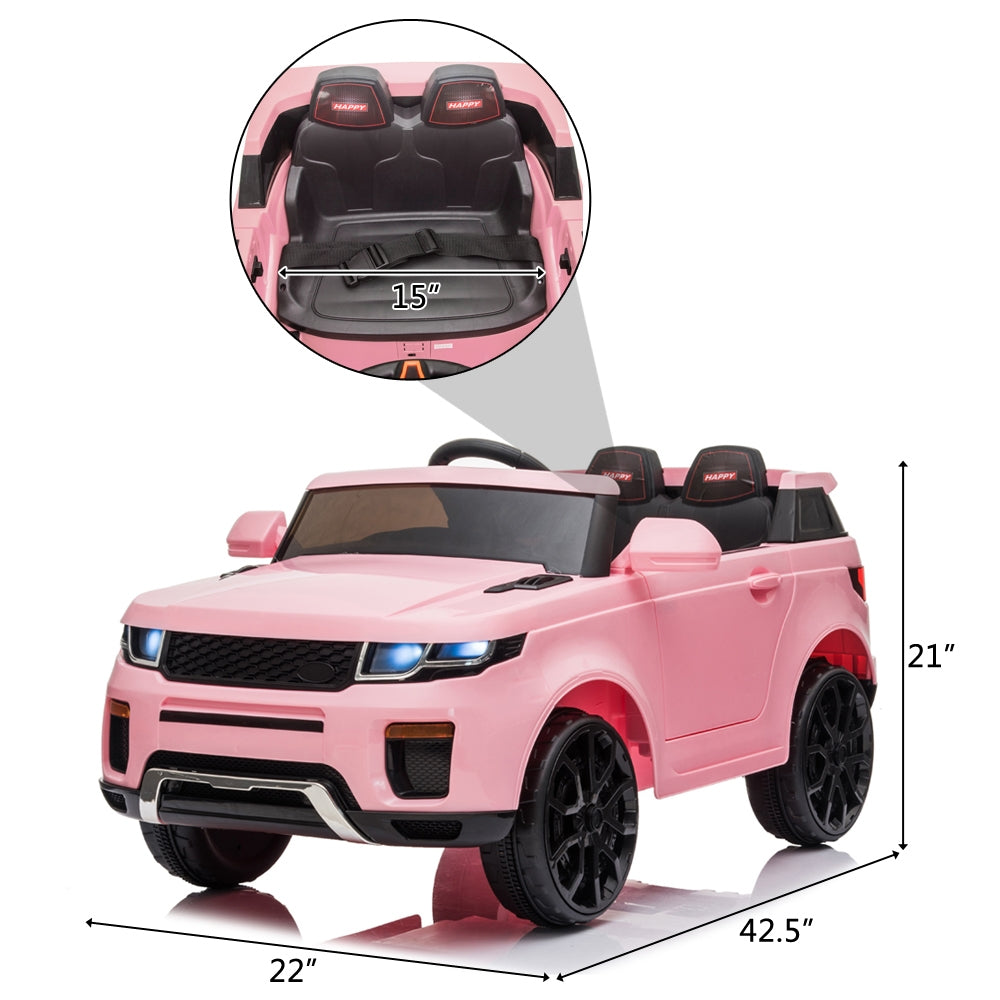 12V Kids Ride On Car 2.4GHZ Remote Control LED Lights Pink -  Kids Electric Cars & Toys