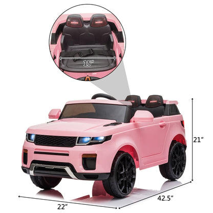 12V Kids Ride On Car 2.4GHZ Remote Control LED Lights Pink -  Kids Electric Cars & Toys