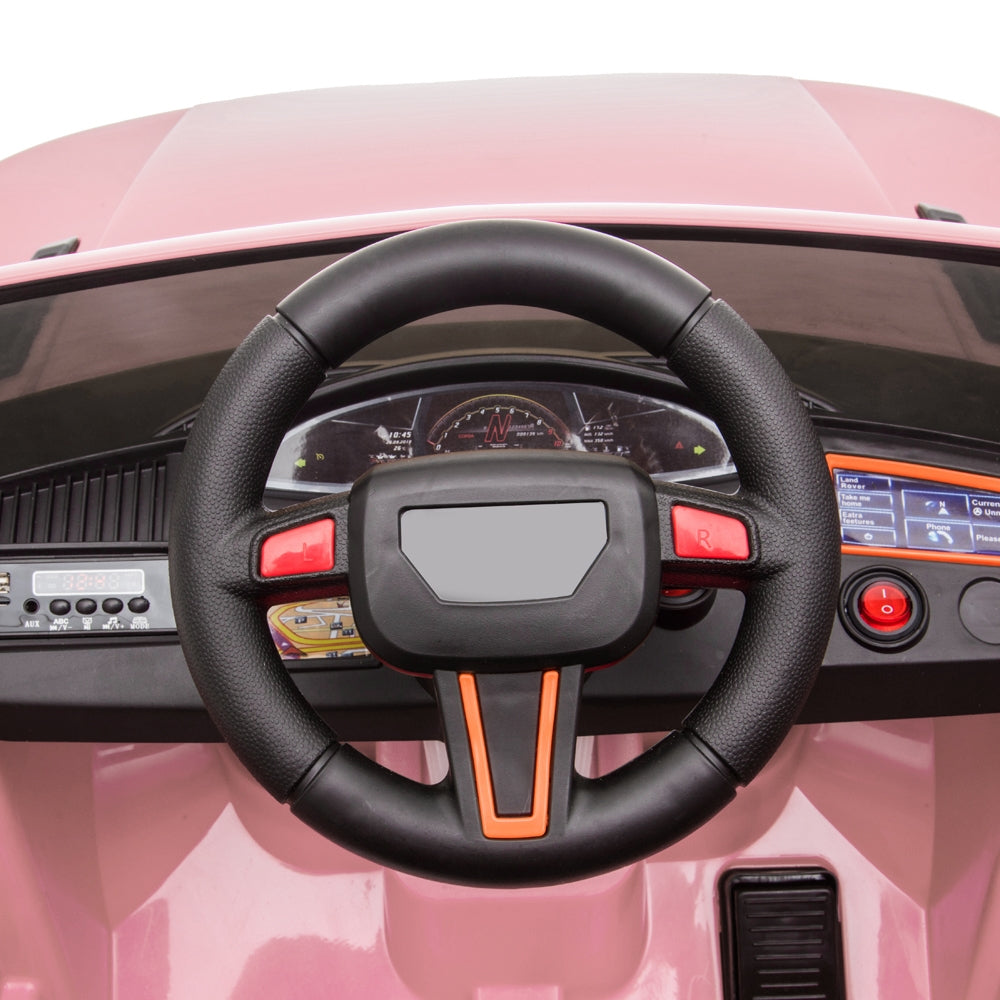 12V Kids Ride On Car 2.4GHZ Remote Control LED Lights Pink -  Kids Electric Cars & Toys