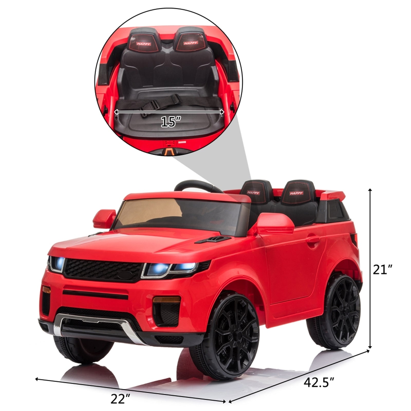 12V Kids Ride On Car 2.4GHZ Remote Control LED Lights Red -  Kids Electric Cars & Toys