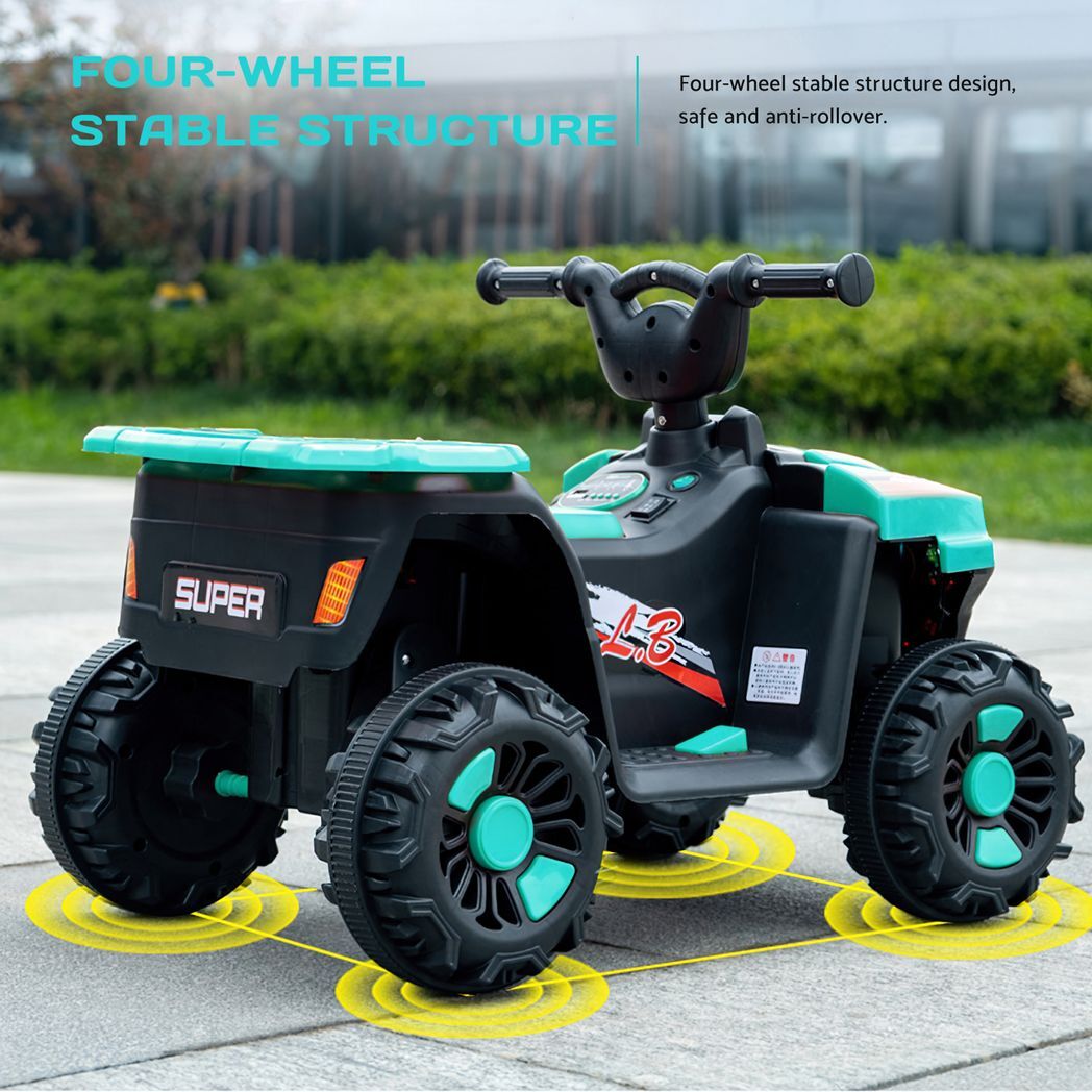 6V Ride On ATV, 4-Wheeled Beach Ride on Car, Battery Powered Kids ATV, Forward/ Reverse Switch--GREEN -  Kids Electric Cars & Toys