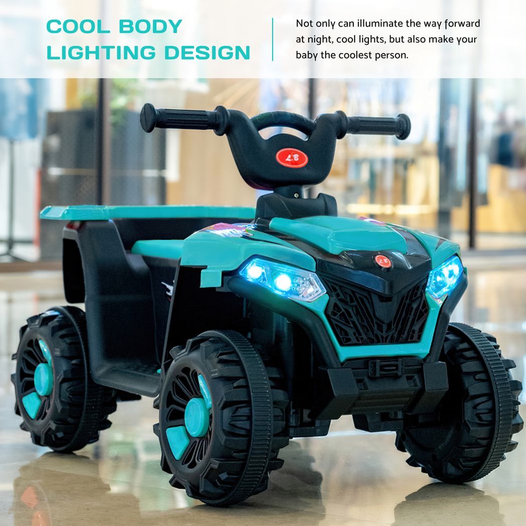 6V Ride On ATV, 4-Wheeled Beach Ride on Car, Battery Powered Kids ATV, Forward/ Reverse Switch--GREEN -  Kids Electric Cars & Toys