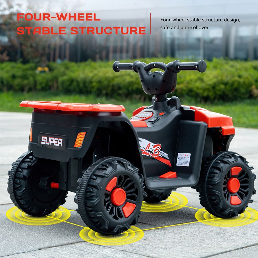 6V Ride On ATV, 4-Wheeled Beach Ride on Car, Battery Powered Kids ATV, Forward/ Reverse Switch--RED -  Kids Electric Cars & Toys