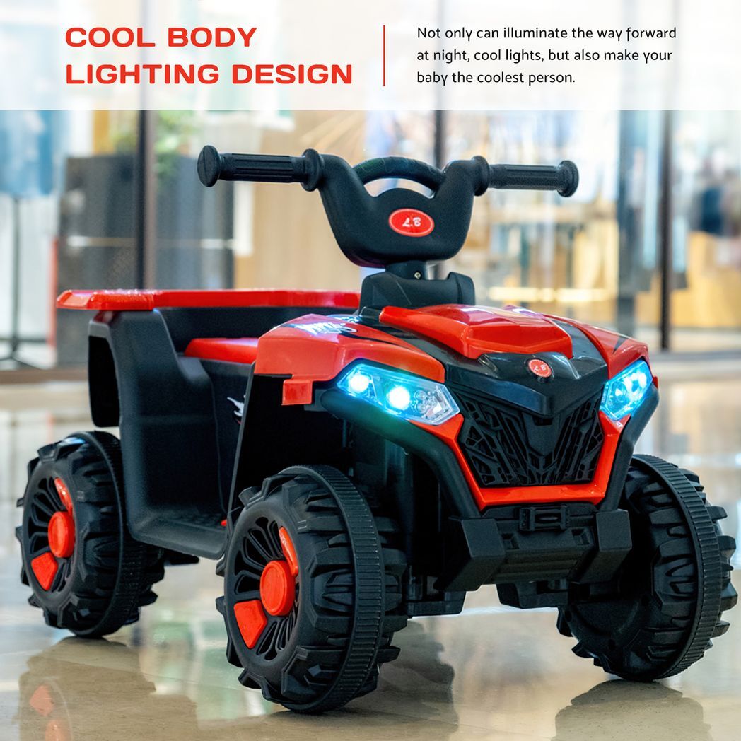 6V Ride On ATV, 4-Wheeled Beach Ride on Car, Battery Powered Kids ATV, Forward/ Reverse Switch--RED -  Kids Electric Cars & Toys
